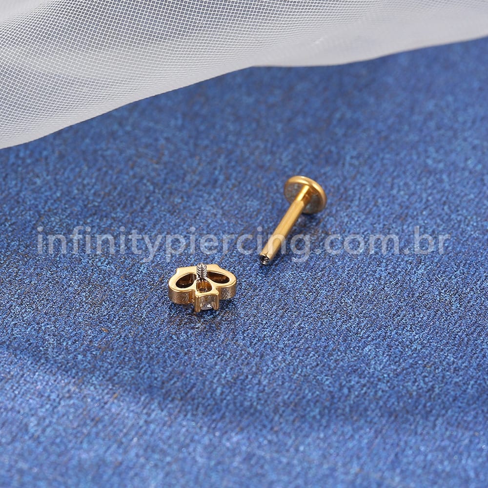 Piercing Labret Titânio Coroa Zircônia