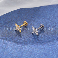 Piercing Labret Titânio Floco De Neve Zircônia