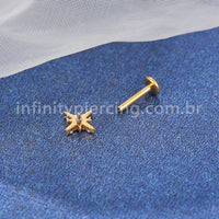 Piercing Labret Titânio Floco De Neve Zircônia