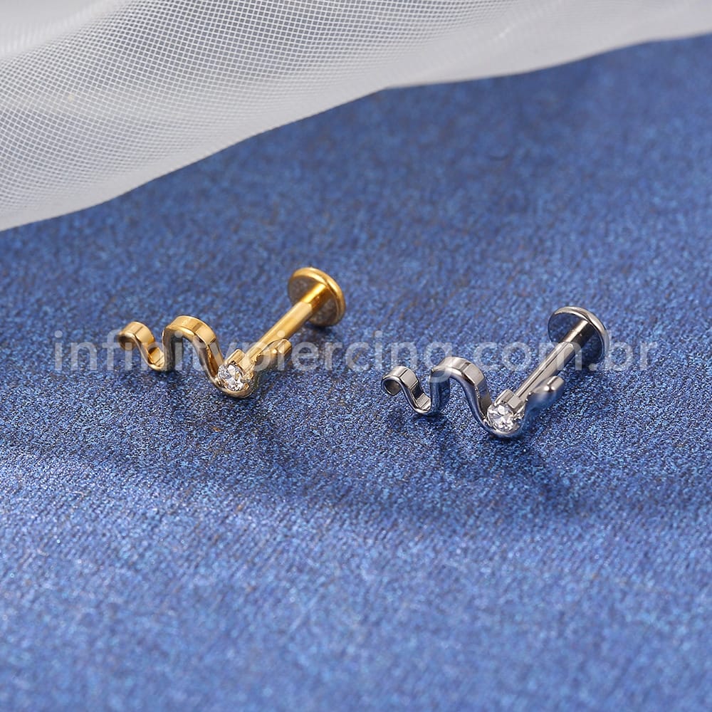 Piercing Labret Titânio Cobra Zircônia