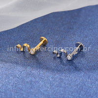 Piercing Labret Titânio Cobra Zircônia