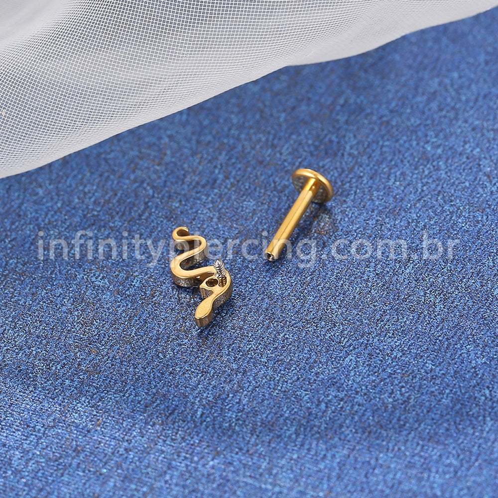 Piercing Labret Titânio Cobra Zircônia