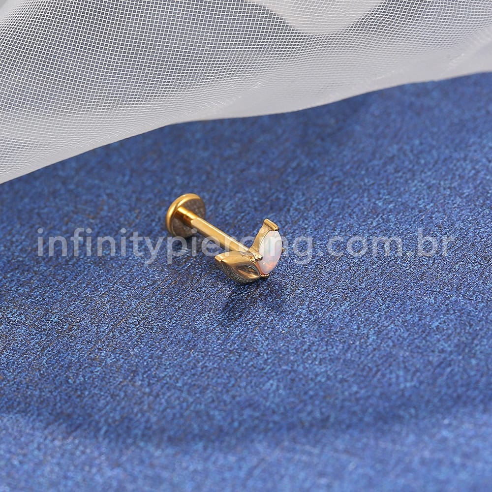Piercing Labret Titânio 2 Folhas / Opala