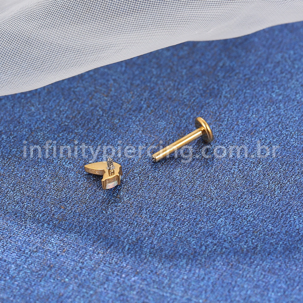 Piercing Labret Titânio 2 Folhas / Opala