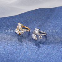 Piercing Argola Titânio Segmento Articulado Gota/Quadrado/Redondo Zircônia