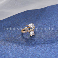Piercing Argola Titânio Segmento Articulado Gota/Quadrado/Redondo Zircônia