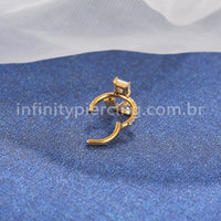 Piercing Argola Titânio Segmento Articulado Gota/Quadrado/Redondo Zircônia