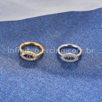 Piercing Argola Aço Cirúrgico Segmento Articulado Olho Zircônia Cravejada