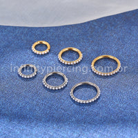 Piercing Argola Titânio Segmento Articulado Perola Cravejada