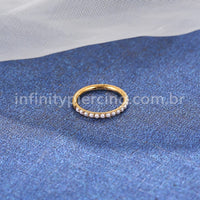 Piercing Argola Titânio Segmento Articulado Perola Cravejada
