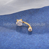 Piercing Banana Titânio Coração Zircônia