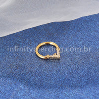 Piercing Argola Aço Cirúrgico Segmento Articulado Detalhe V Zircônia Cravejada
