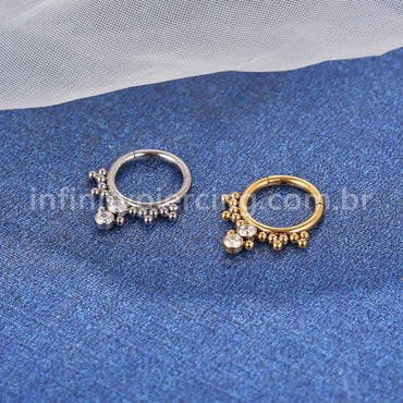 Piercing Argola Titânio Segmento Articulado Indiano Zircônia Cravada