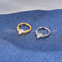 Piercing Argola Titânio Segmento Articulado Detalhada Zircônia Gota