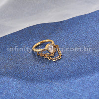 Piercing Argola Titânio Segmento Articulado Corrente Zircônia Gota