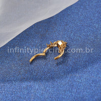 Piercing Argola Titânio Segmento Articulado Corrente Zircônia Gota