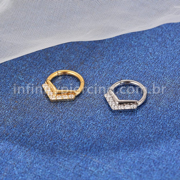 Piercing Argola Gota Titânio Segmento Articulado Zircônia