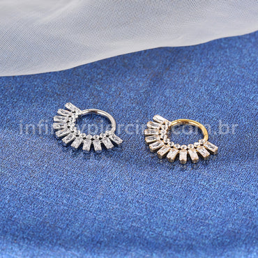 Piercing Argola Aço Cirúrgico Segmento Articulado Zircônia Cravejada
