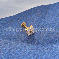 Piercing Labret Titânio Flor Zircônia