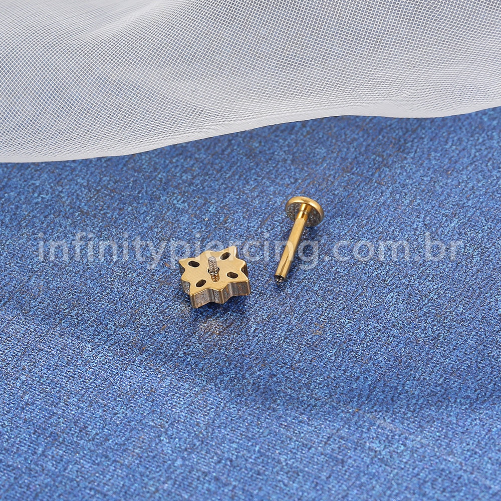 Piercing Labret Titânio Flor Zircônia