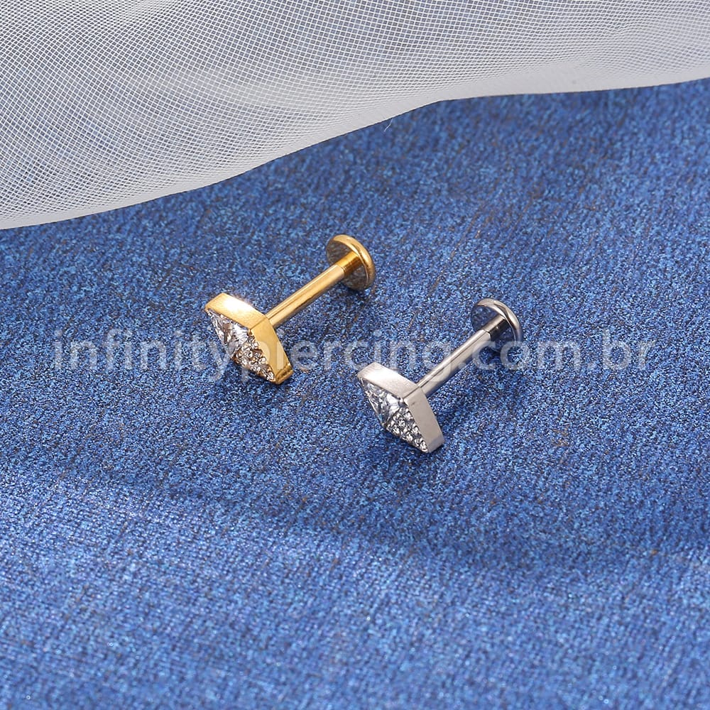 Piercing Labret Titânio Losango Zircônias