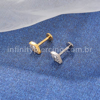 Piercing Labret Titânio Losango Zircônias