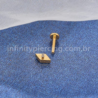 Piercing Labret Titânio Losango Zircônias