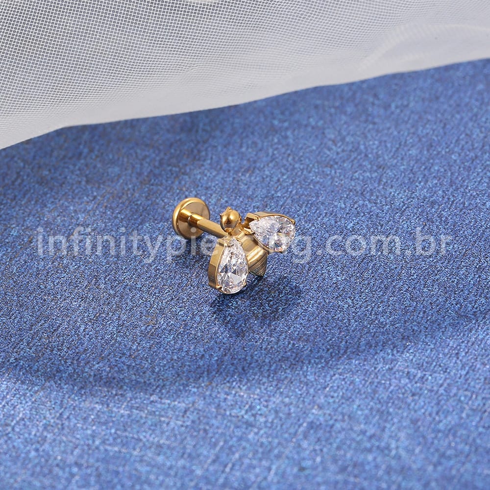 Piercing Labret Titânio Abelha Zircônia