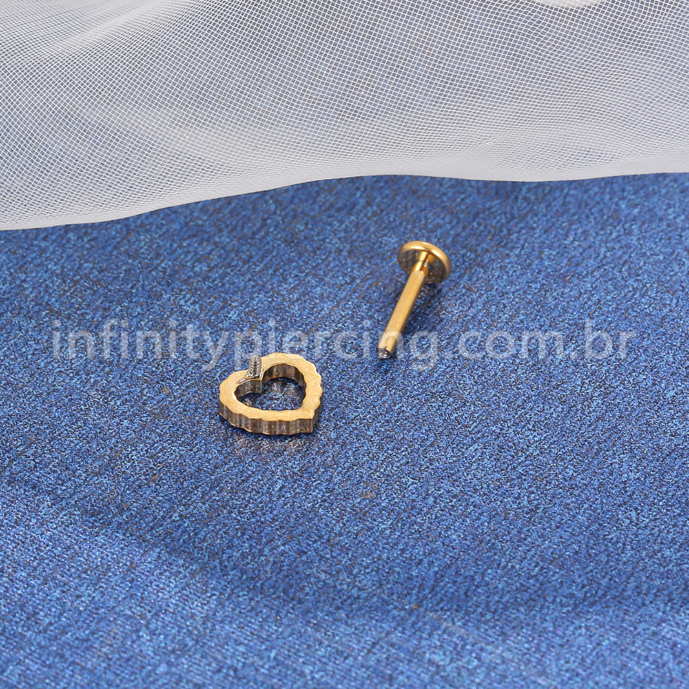 Piercing Labret Aço Cirúrgico Coração Zircônia Cravejada 1.2X8 10026