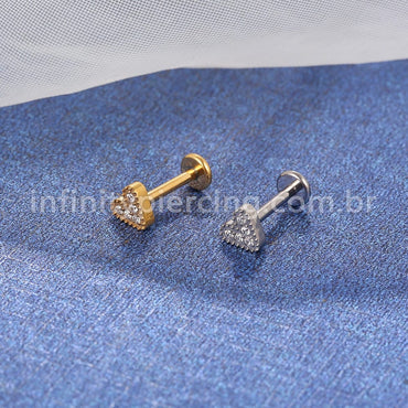 Piercing Labret Titânio Coração Zircônia