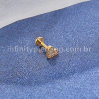 Piercing Labret Titânio Coração Zircônia