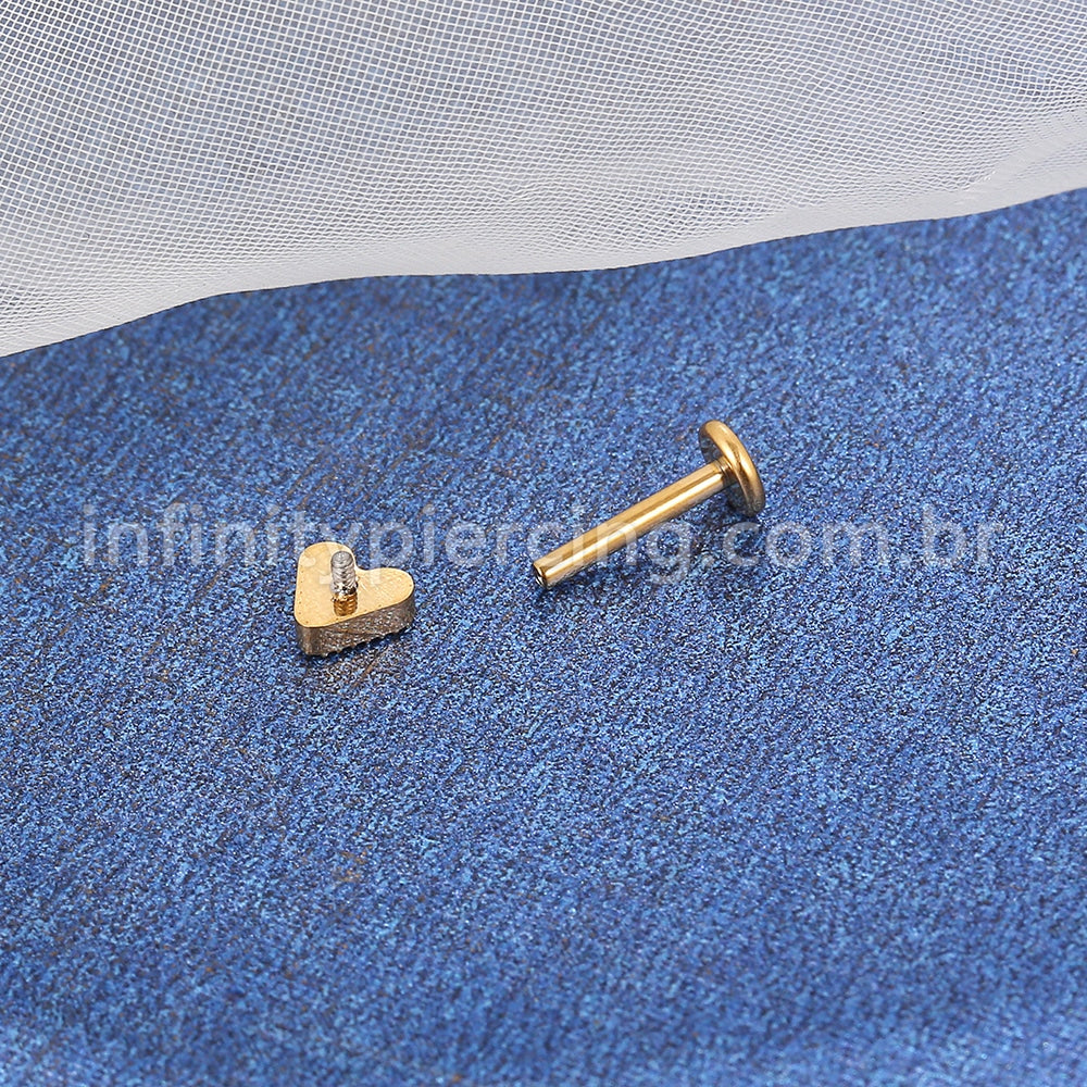 Piercing Labret Titânio Coração Zircônia