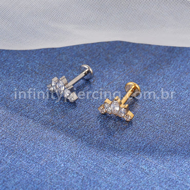 Piercing Labret Titânio Cluster Zircônia