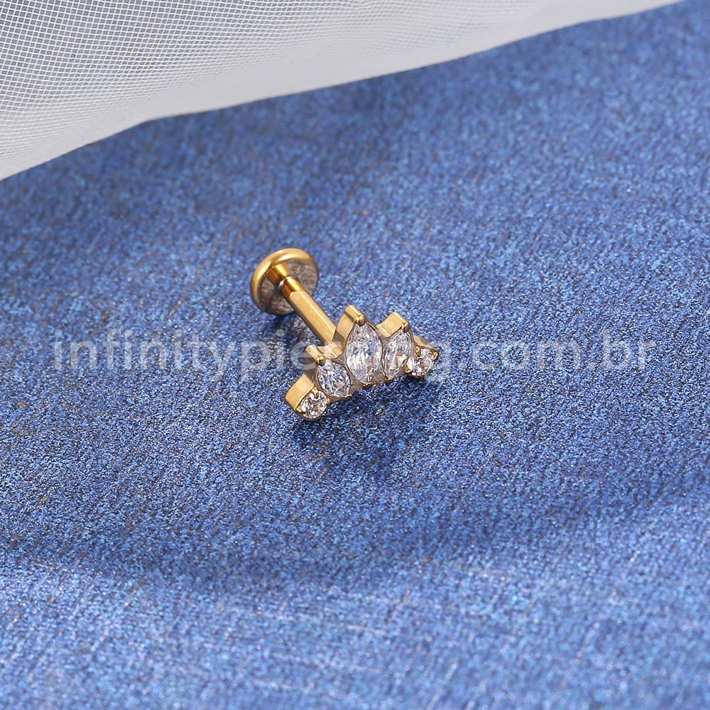 Piercing Labret Titânio Cluster Zircônia