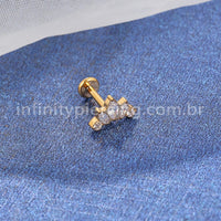 Piercing Labret Titânio Cluster Zircônia