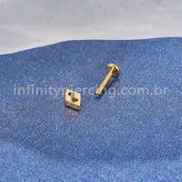 Piercing Labret Titânio Losango 2 Zircônias