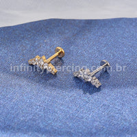 Piercing Labret Titânio Cluster Zircônia