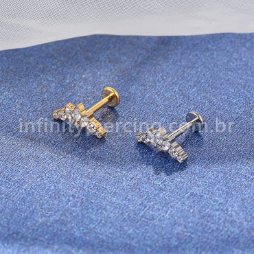 Piercing Labret Titânio Cluster Zircônia