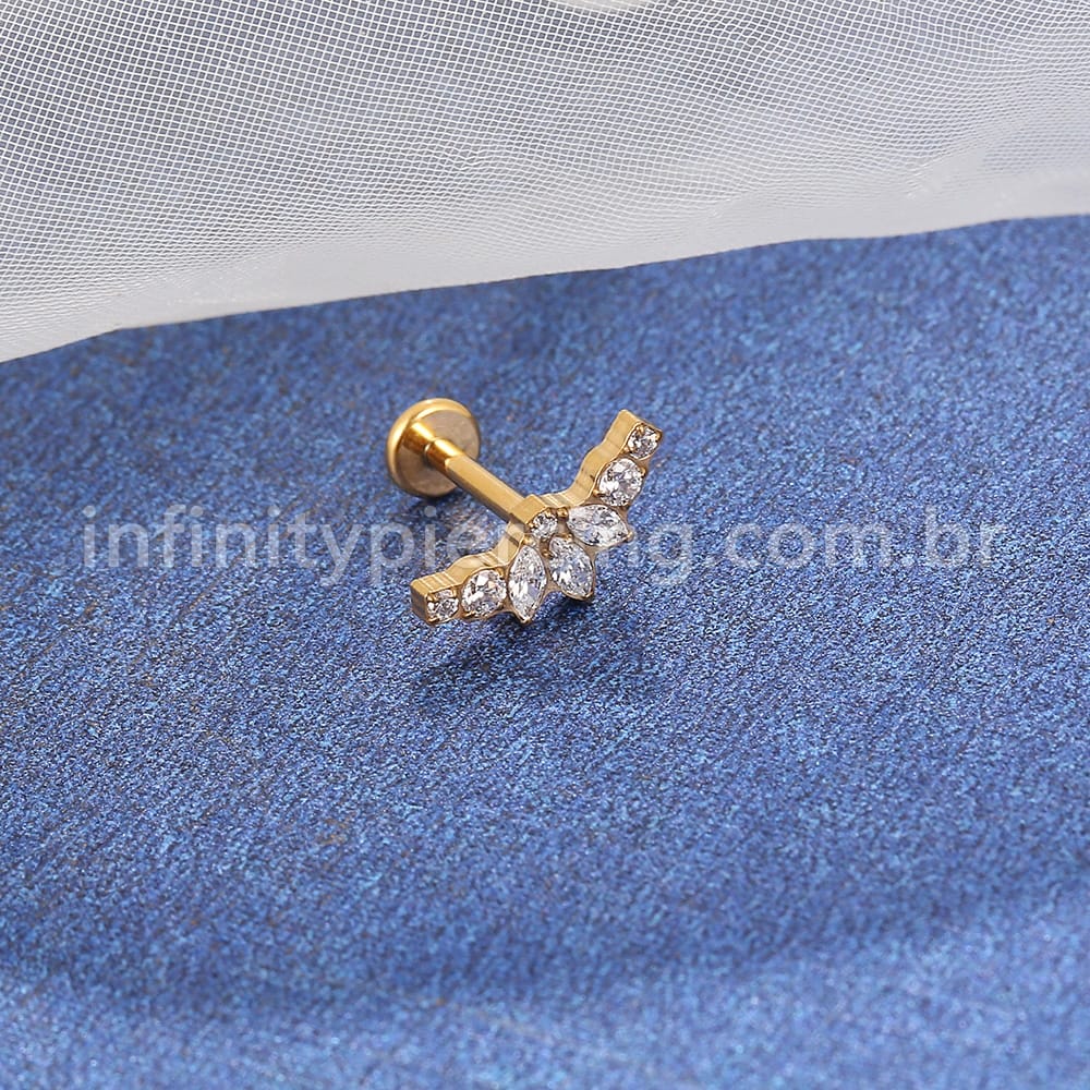 Piercing Labret Titânio Cluster Zircônia