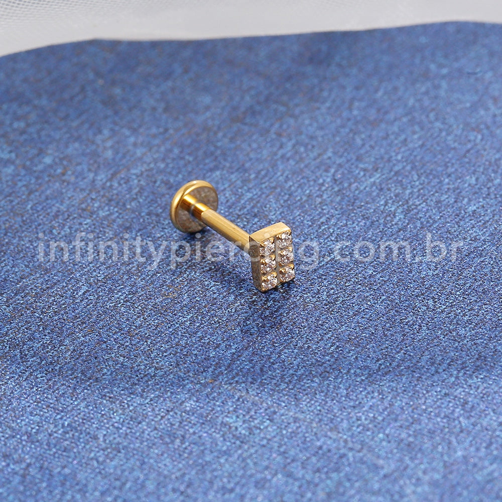 Piercing Labret Titânio Quadrado Zircônia