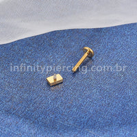 Piercing Labret Titânio Quadrado Zircônia