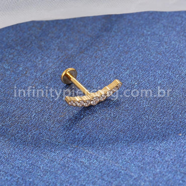 Piercing Labret Aço Cirúrgico Cluster Zircônia