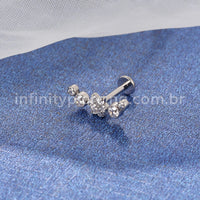 Piercing Labret Titânio Cluster Flor Zircônia