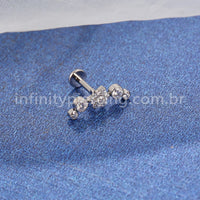 Piercing Labret Titânio Cluster Flor Zircônia