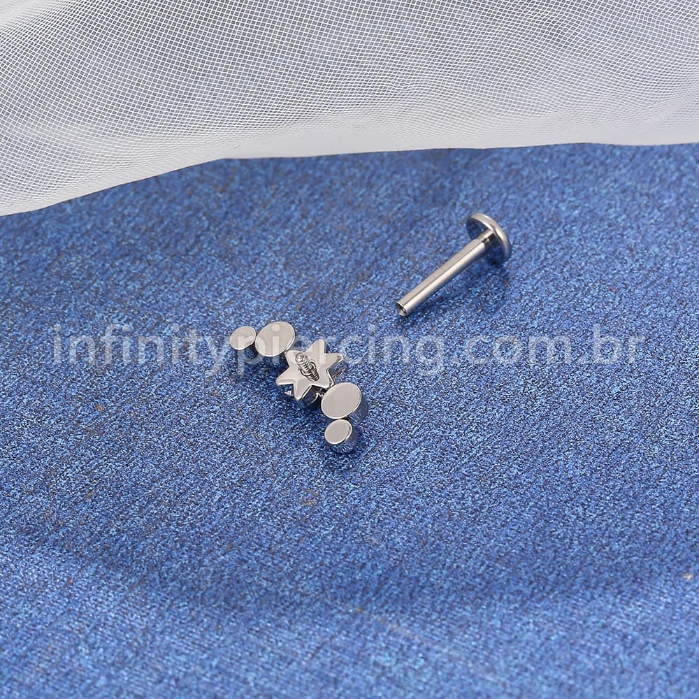 Piercing Labret Titânio Cluster Flor Zircônia