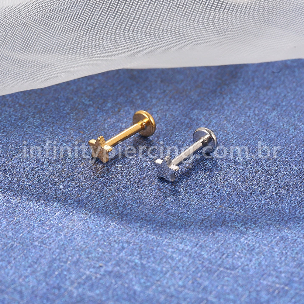 Piercing Labret Aço Cirúrgico Estrela