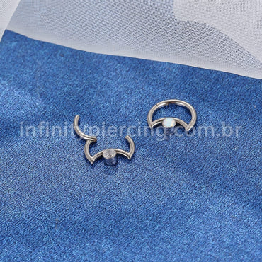 Piercing Daith Segmento Articulado Lua Aço Cirúrgico Zircônia
