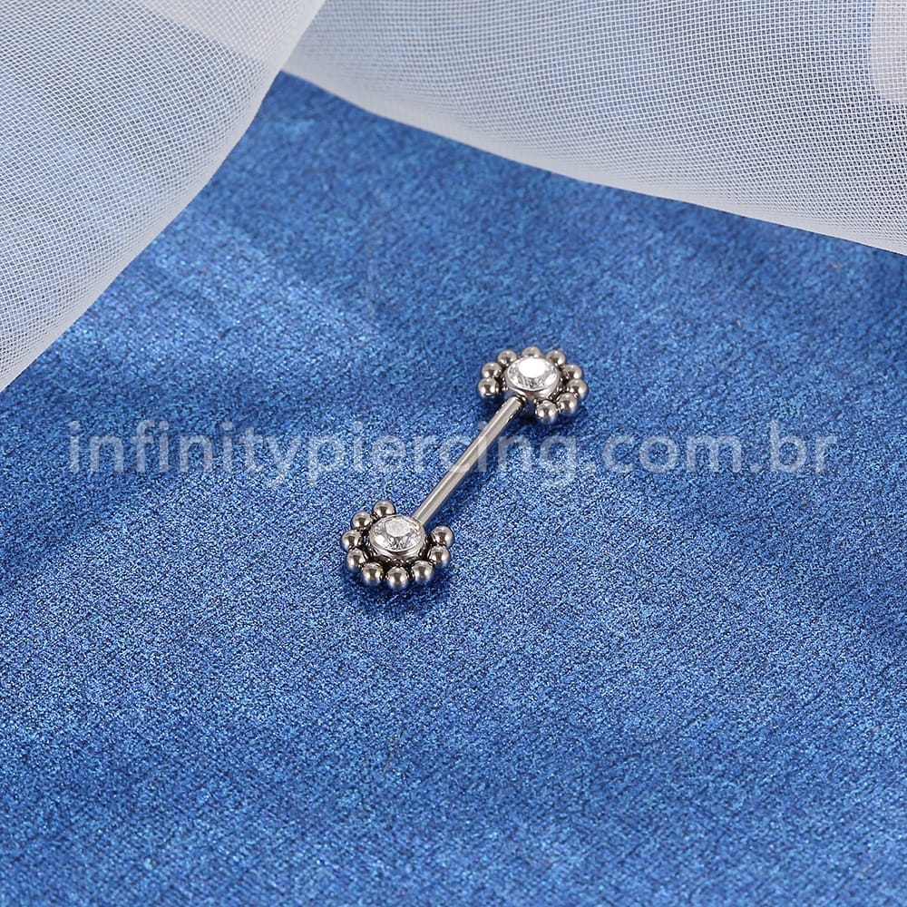 Piercing Mamilo Titânio Push Pin Indiano Zircônia