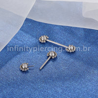 Piercing Mamilo Titânio Push Pin Indiano Zircônia
