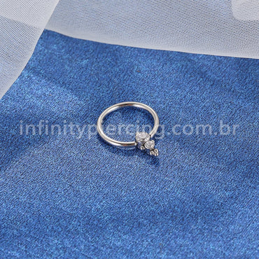 Piercing Captive Titânio 2 Pedras Zircônia
